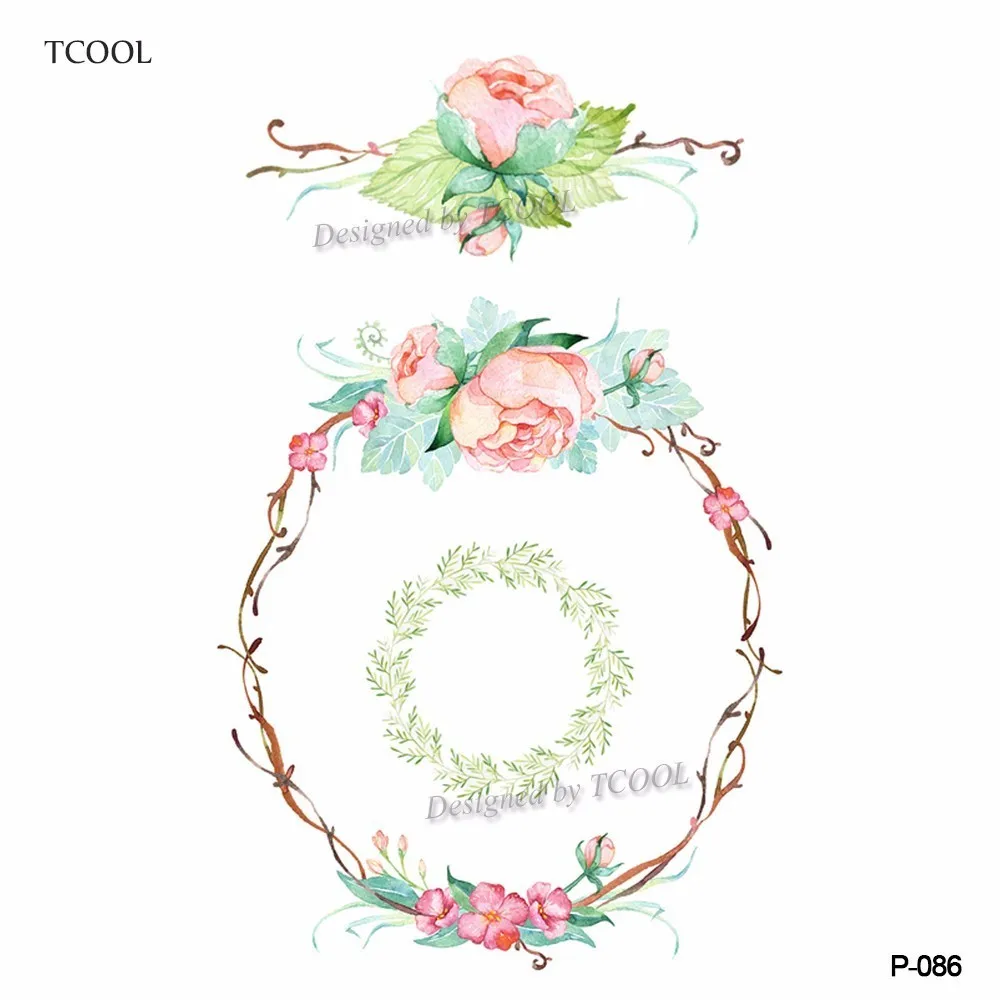 

HXMAN Flower Waterproof Temporary Tattoo Sticker Fashion Women Men Arm Fake Body Art 9.8X6cm Kids Adult Hand Tattoos Paper P-086