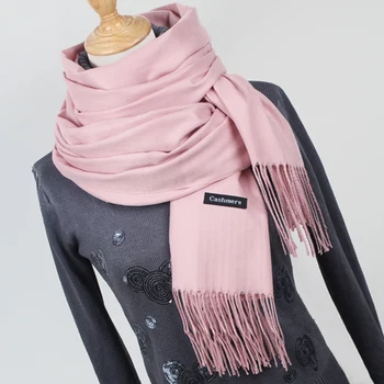 Women solid color cashmere scarves with tassel lady winter thick warm scarf high quality female shawl