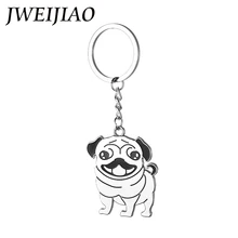 

JWEIJIAO Cute Dog Key Chain Animal Keyring Key Ring Holder Stainless Steel Pug Boxer Pendant Gift Bag Car Charms Chaveiro SS69