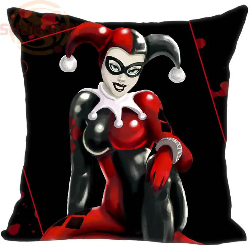 Горячая Распродажа пользовательские Harley Quinn черный красный наволочка 35X35 см(с одной стороны) чехлы на подушки для дома Наволочки - Цвет: Красный