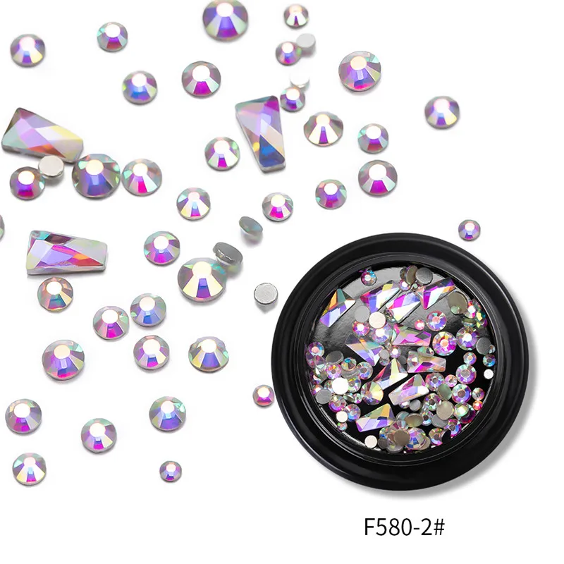 NEW 3D Nail Art Diamond Rhinestones Square Drop Heart Decals Wheel For Nail Tips Decorations DIY Nail Accessories - Цвет: 6