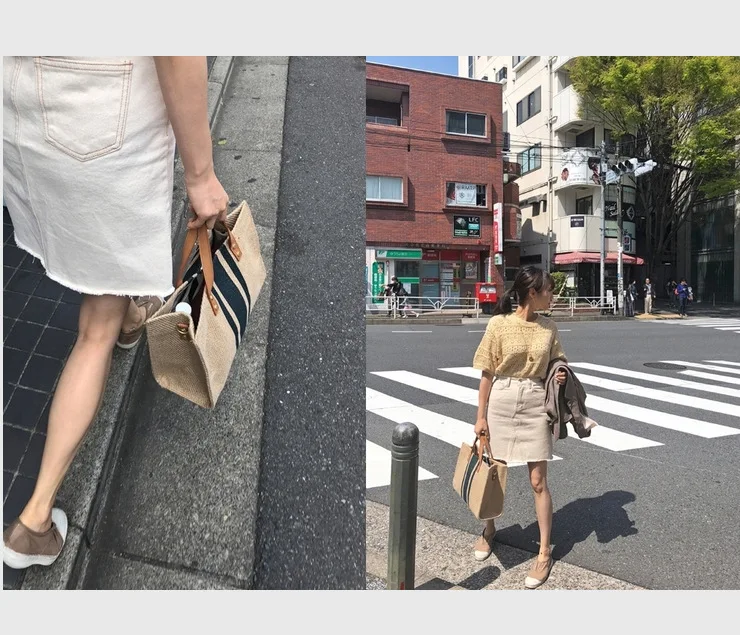Bolsa para Senhoras Tote para Feminino Pasta de Negócios Moda Simples Grande-capacidade Vintage Listrado Portátil ol Estilo Coreano 5 Moda simples grande-capacidade bolsa para senhoras vintage