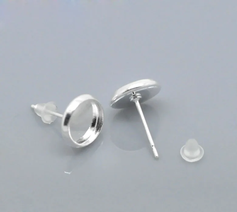 DoreenBeads медные серьги фурнитура круглые посеребренные настройки кабошона