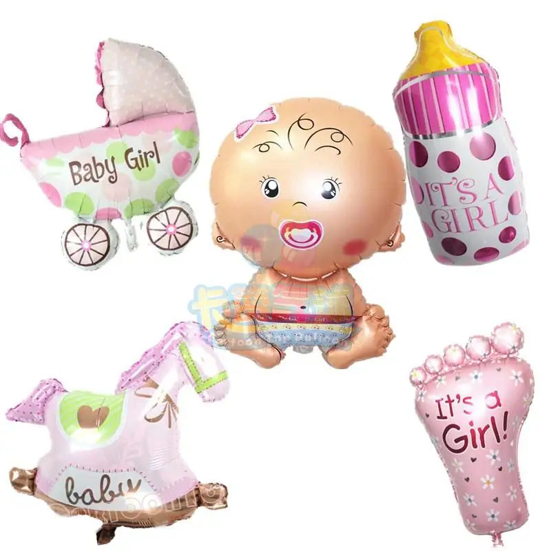 BABYWAGEN FOLIENBALLON GIRL BABY MÄDCHEN ROSA LUFTBALLON BABYSHOWER GEBURTSTAG