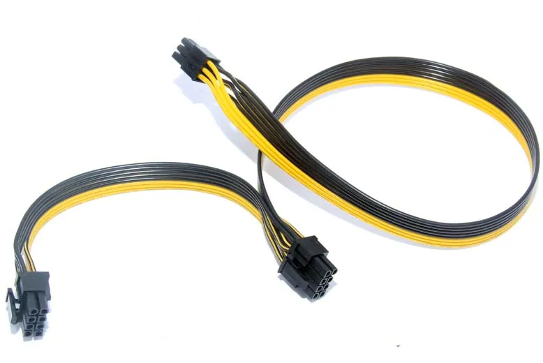 20PCS 80cm PCI E Video Card Cable 6Pin Male To Dual 2*8Pin(6+2P) Male