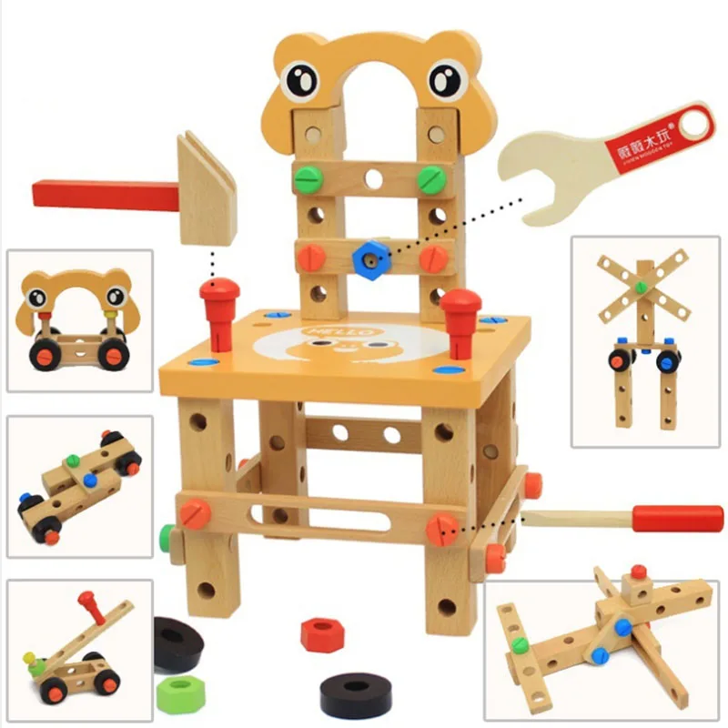 Винт DIY гайка Собранный разборка игрушка-конструктор деревянные строительные блоки многофункциональное кресло детские развивающие игрушки подарок