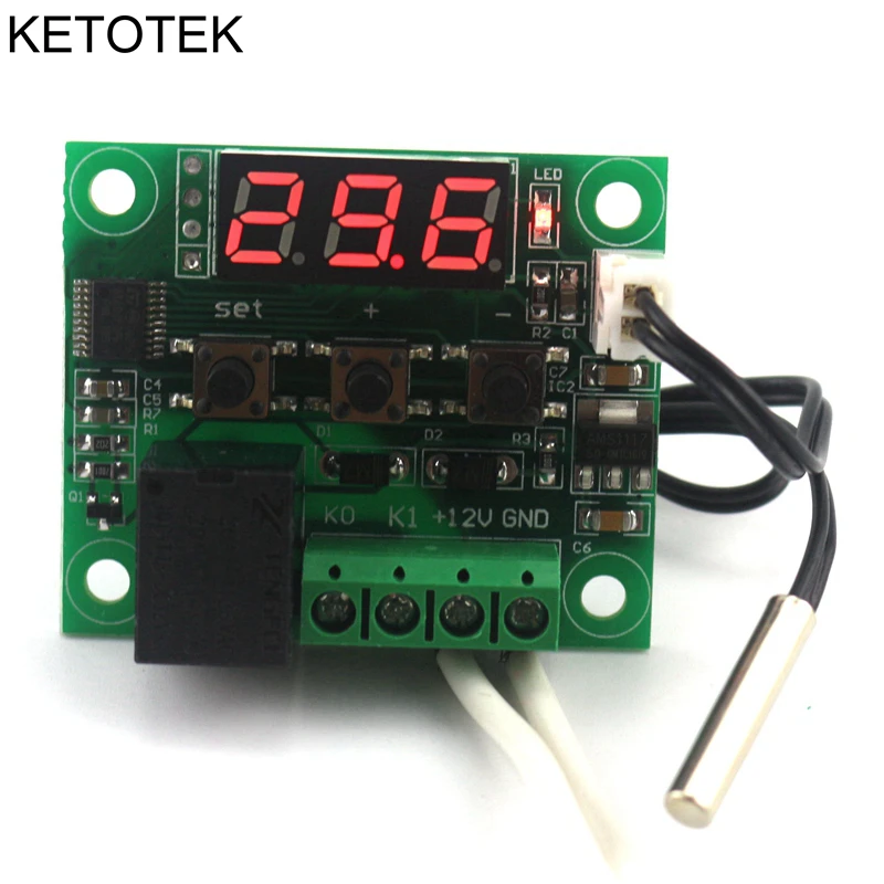 DC 12V Digital heat cool temp thermostat switch