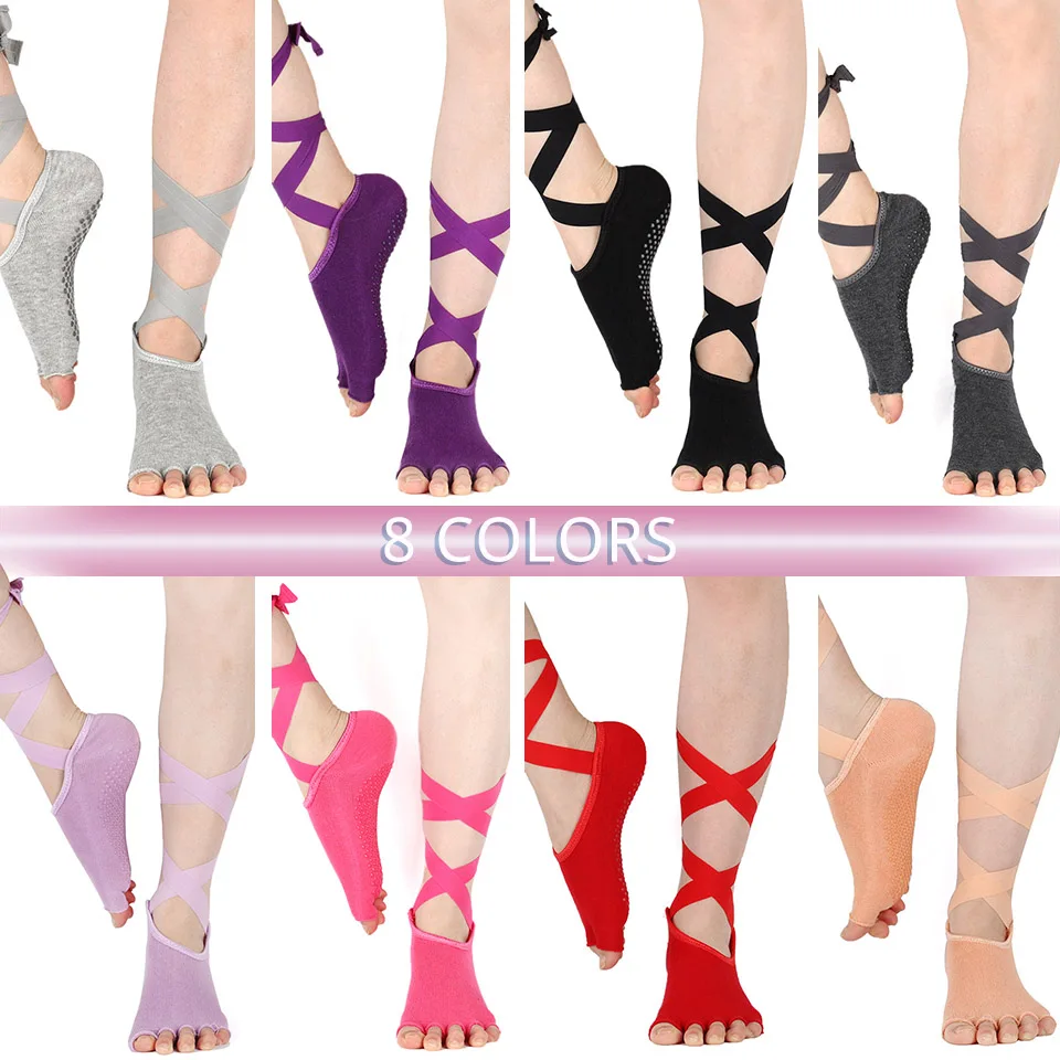 Non Slip Skid Barre Ballet Yoga Pilates Sticky Socks with Grips /& Straps with 2 Velvet Storage Bag for Women Ladies Girls Dance Fitness Barefoot Workout 2 Pairs Woman Yoga Socks