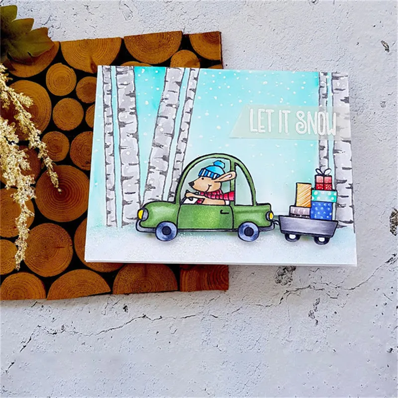 

InLoveArts 11*16cm 15Pcs/Lot New Clear Stamps for Metal Cutting Dies Scrapbooking Album Tree Car Alphabet Embossing Craft Stamps