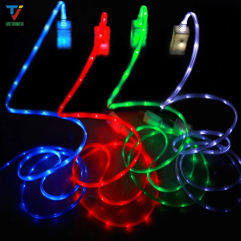 US $663.43 500pcsLot 1M 3ft Colorful Shine Light Glow Luminescent Micro 5pin 8pin Charger Data Sync Cord For Samsung Iphone Huawei HTC