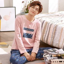 Мужские пижамы, хлопковые пижамы с длинным рукавом, мужские клетчатые Пижамные комплекты для отдыха, плюс Ночная одежда