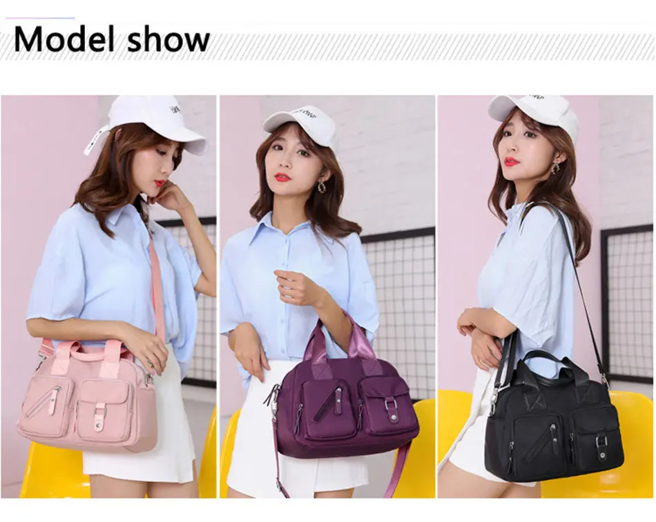 Multi-pocket Tote luxury handbags nylon cloth women bags designer sac main femme crossbody bags for women Pink bag over shoulder