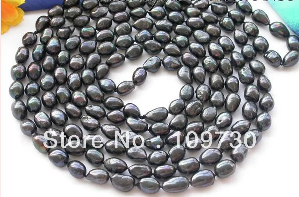 

Jewelry 0012457 long 100" black baroque freshwater pearl necklace 5.5