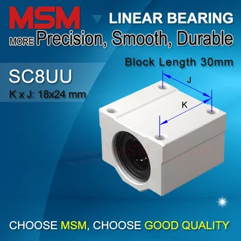 

MSM Linear Bearing Blocks 8pcs SC8UU Aluminium Housing Sliding Bearing Units 8mm Linear Motion Slide CNC Parts 3D Printer Parts
