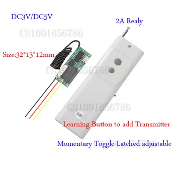 

RF Remote Control Switch System Mini Small Volume DC3-5V Receiver Long Range Far Distance Transmitter 300-3000m 315/433MHZ