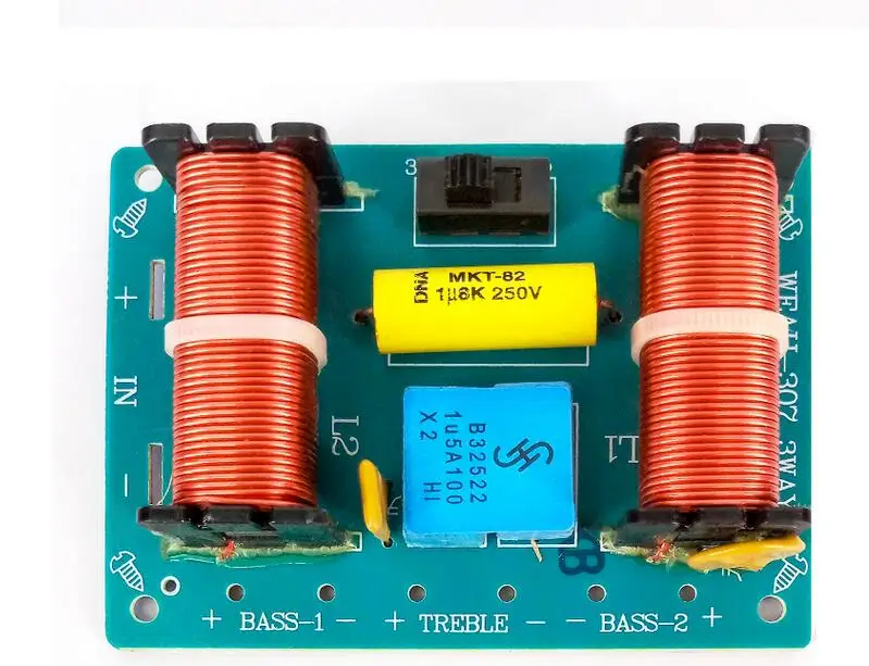 

2pcs 3 Way Audio Speaker Crossover Filter Treble Mediant Bass Frequency Divider