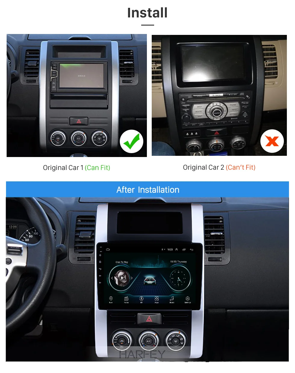 Excellent Harfey 2din Android 8. 10.1" Radio For 2008-2012 NISSAN X-TRAIL Dongfeng MX6 Car multimedia player GPS Nav Auto Stereo SWC 1