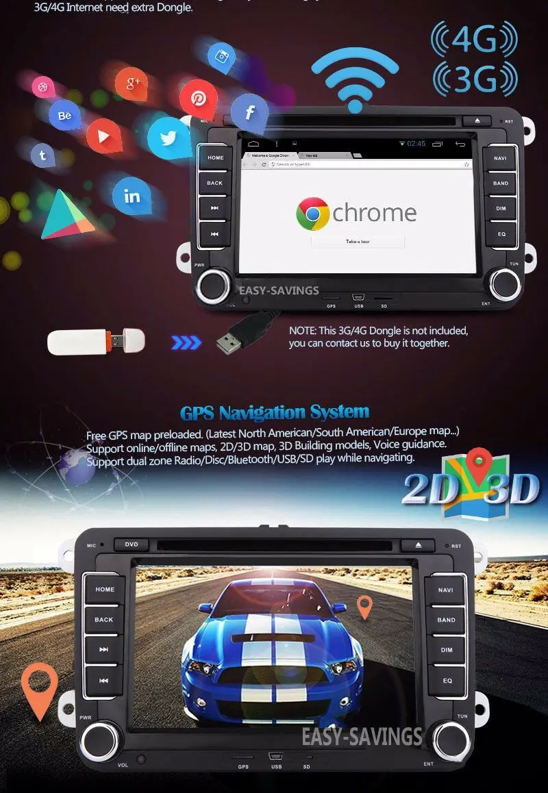 Top Android 9.1 7inch 2Din Car DVD Player Autoradio For VW/Volkswagen/Skoda/Seat/Passat/POLO/GOLF Octa Core Car GPS Navigation WIFI 0