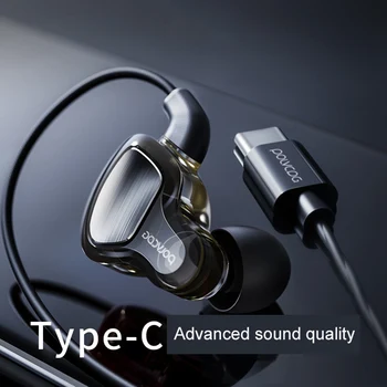 

New stereo double moving ring TYPE-C 3.5 mm earphone in-ear earphone is suitable for millet oppo Huawei vivo with Microphone