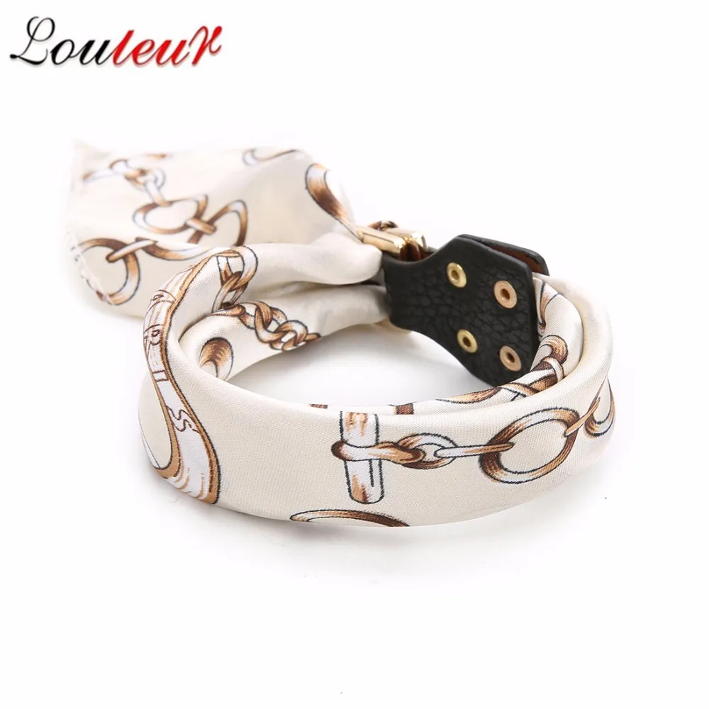 

LOULEUR Bohemian Silk Bracelets for Women Printing Adjustable Leather Buckle Braslet Female Pulseira Multifunctional Jewelry