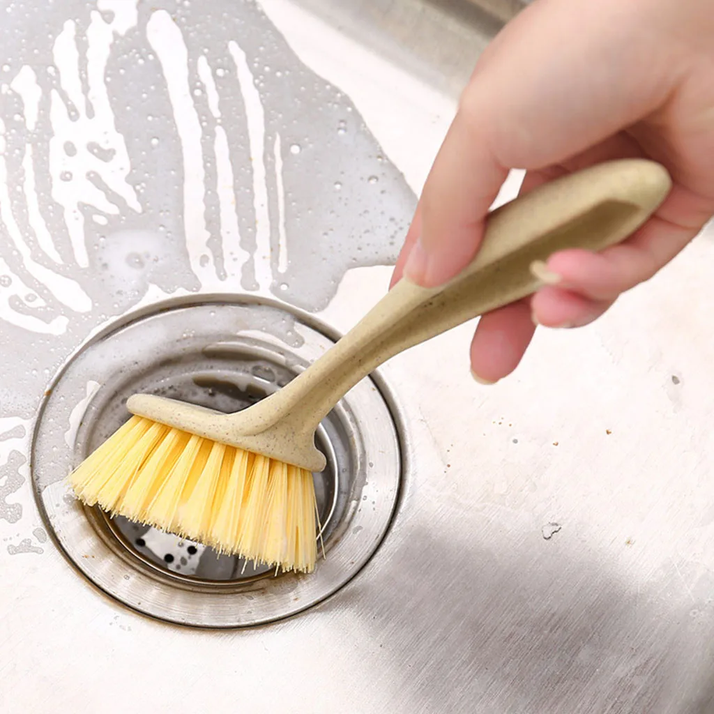Кухонная Чистящая Щетка антипригарная щетка для чистки сковородки масло для мытья посуда уборки чаша Пальмовая щетка Прямая поставка - Цвет: Yellow