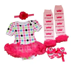 Платье для маленьких девочек 4 шт. комплекты одежды детский комбинезон для новорожденных Костюмы пачка платье наряд спортивный комбинезон