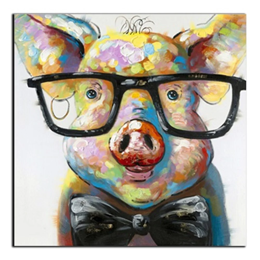 

Frameless Simple Fashion Cartoon Pig Canvas Art Print Oil Painting Poster For Wall Art Picture Unique Gifts For Home Decoration