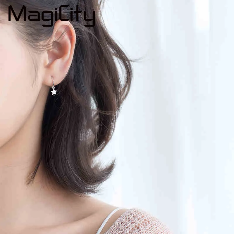 MAGICITY изысканные 925 пробы серебряные серьги кольца со звездами для женщин простые