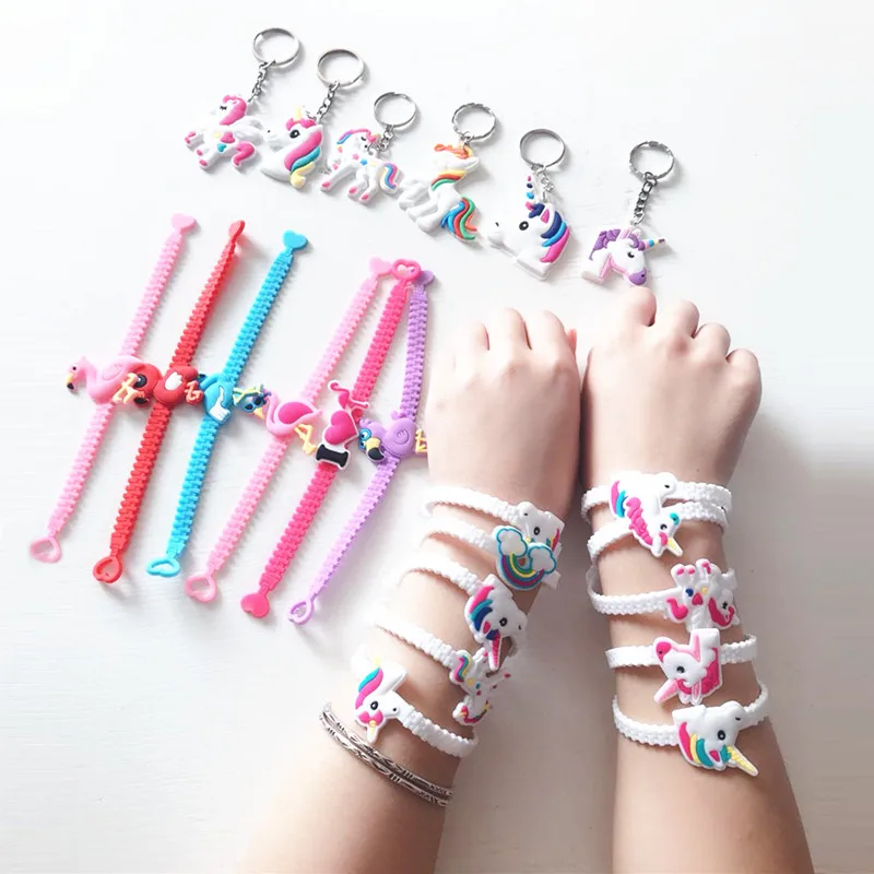 

Flamingo Unicorn Party Rubber Bracelet Rainbow Unicornio Birthday Party Decorations Kids Baby Shower Girl Boy Event Party Favors