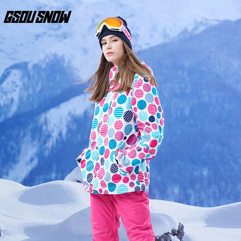 

GSOU SNOW Brand Ski Jackets Women Winter Skiing Snow Clothes Waterproof Snowboarding Jackets Ladies Warm Outdoor Sports Coats