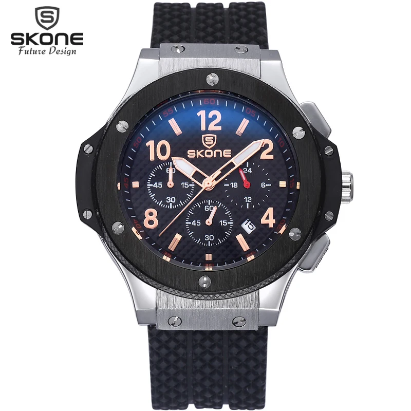 

Skone Sport Chronograph Quartz Wrist Hub Watch Men Military Clock Mens Watches Top Brand Luxury Wristwatch relogio masculino