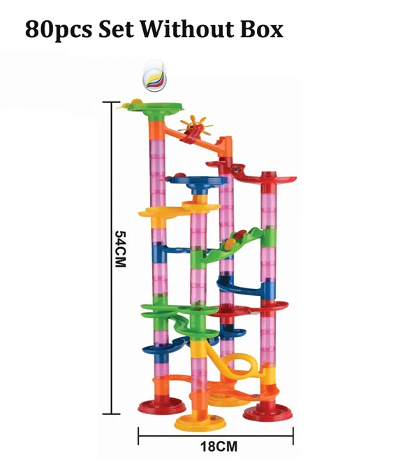 80pcs No Box 29/80/105 шт Набор "сделай сам", конструкторы, Мрамор забе трек строительные блоки Дети лабиринт мяч рулонные игрушки Рождественский подарок - Цвет: 80pcs No Box