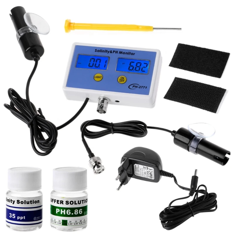 

2in1 Digital Salinity & PH Meter Water Quality Monitor Test pH-2771 for Aquarium #Aug.26