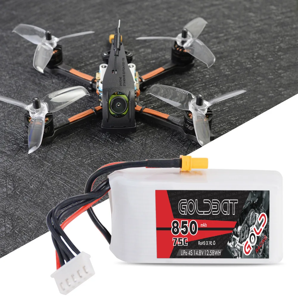 2 шт. GOLDBAT 850 мАч LiPo батарея для FPV 4S LiPo батарея LiPo 14,8 в 4S lipo 75C с XT30 разъем для дрона Heli Автомобильная лодка