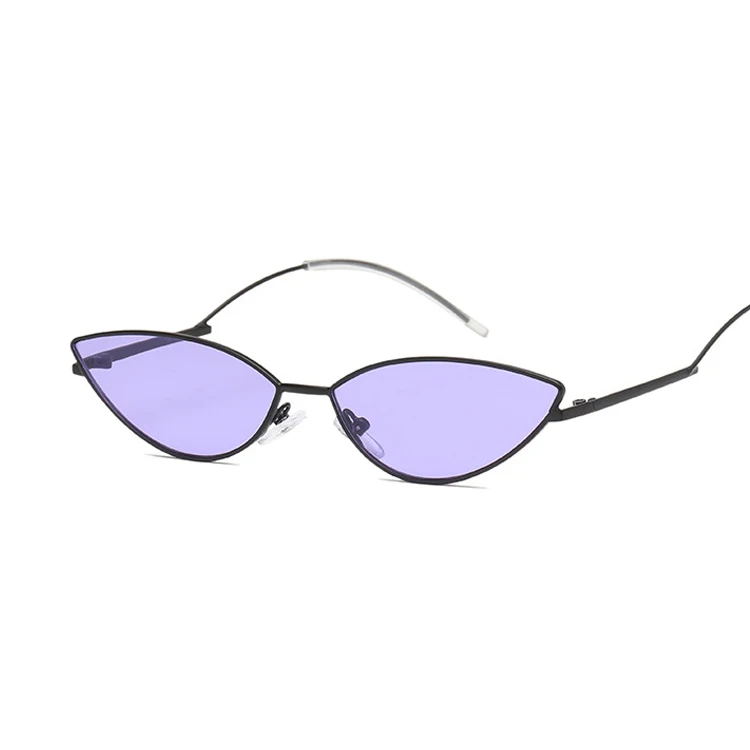 Модные Винтажные женские солнцезащитные очки кошачий глаз, женские брендовые дизайнерские маленькие зеркальные солнцезащитные очки для женщин Oculos De Sol - Цвет линз: BlackPurple