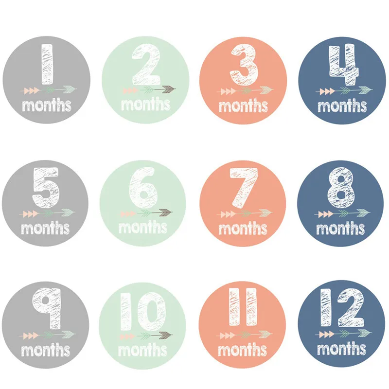 12 Pcs/set Newborn 12 Months Sticker Milestone Blanket with Marker& Milestone Cards for Baby Boy& Girl Applique Sticker