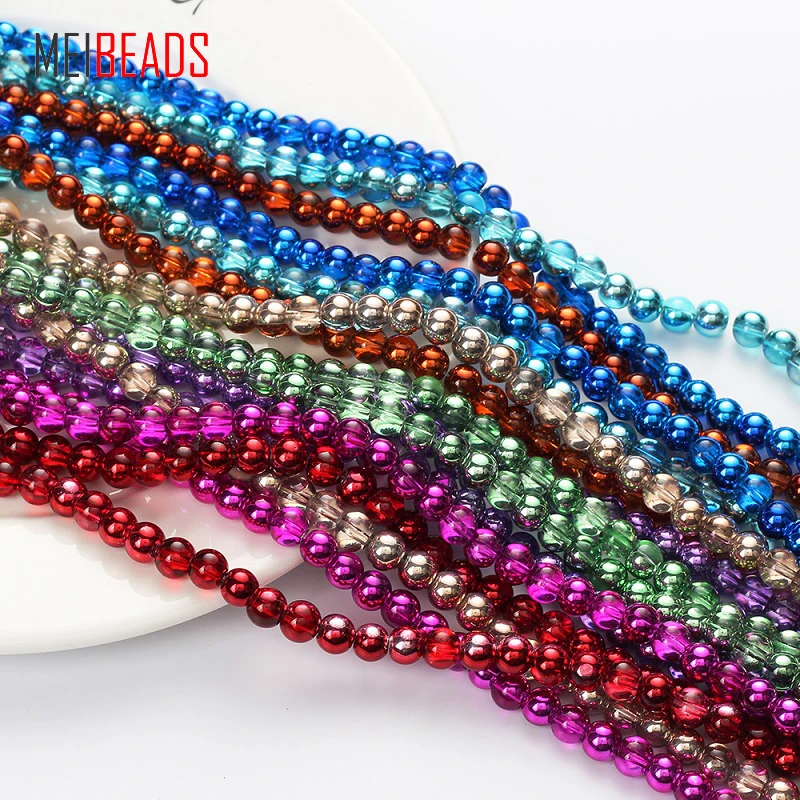

MEIBEADS 8mm Glass Paint Round Shape Colorful Glass Beads Accessories Fit Bracelet DIY Jewelry Making EY5216