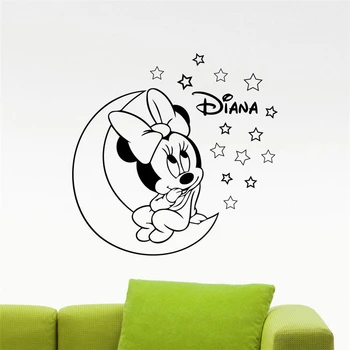 

Personalized Name Minnie Mouse Baby Wall Decal Vinyl Sticker Custom Poster wall stickers for kids rooms Cute Cartoon D897