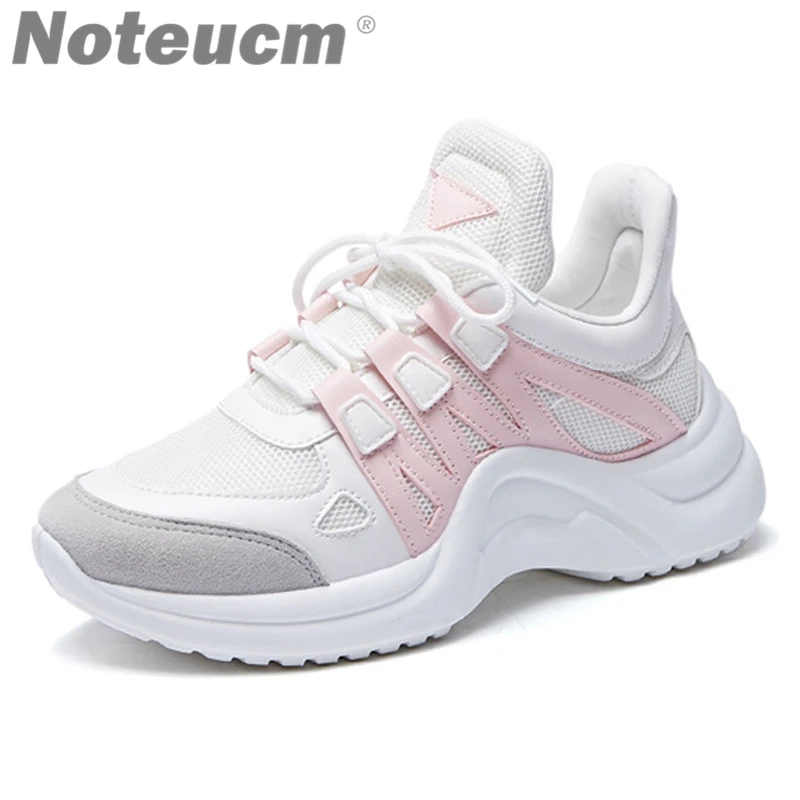 

2018 brand Female High heel Platform Sneakers White basket femme lady thick sole chunky shoes women Trainers Wedge kanye ulzzang