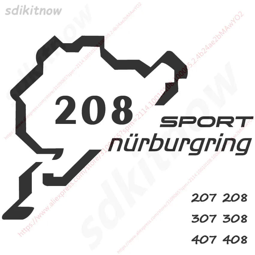 

Custom New Nurburgring Sports Racing Windows Door Body PVC Decal Car Styling For Peugeot 407 307 207 408 308 208