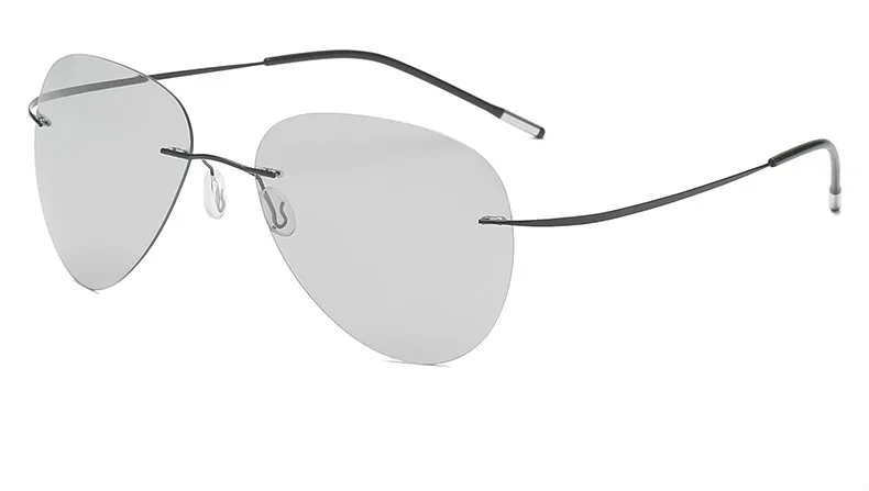 Титан без оправы фотохромные солнцезащитные очки для мужчин поляризационные вождения Сверхлегкий Пилот солнцезащитные очки для рыбалки на открытом воздухе UV400