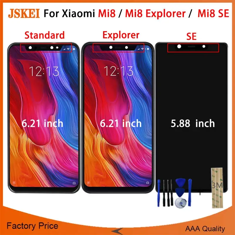 

For Xiaomi Mi8 Explorer MI8 Standard MI8 SE LCD display Touch Screen Digitizer Assembly Replacement with free Tools
