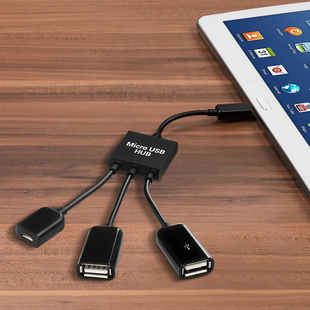 3в1 микро USB OTG концентратор адаптер для смартфона/планшета микро USB разветвитель совместим с Apple, samsung, lenovo, Asus