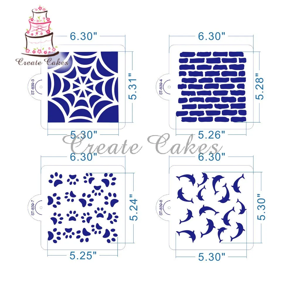 8 шт трафарет для украшения торта, набор трафаретов для помадки, трафарет для торта, трафареты для торта, трафареты для украшения торта, ST-839