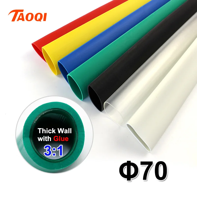 

1.22meter/lot Heat Shrink Tube 70mm Adhesive Lined 3:1 ratio Dual Wall Tubing with Glue Waterproof Wrap Wire Cable kit