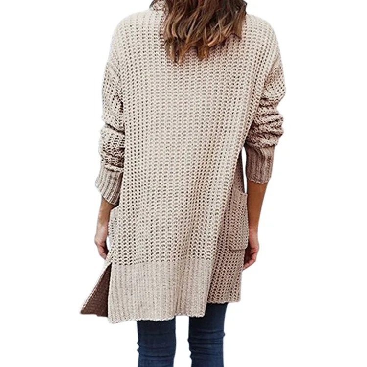 Womens Cardigan Long Sleeve Knitted Turn-Down Irregular Women Sweaters and Pullovers Ladies Long Cardigans Sweaters