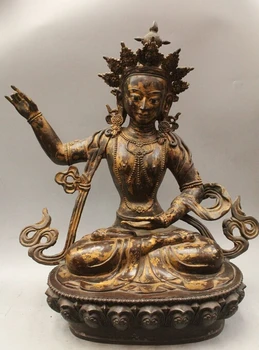 

xd 002863 23"Tibet Tibetan Buddhism Bronze Gild Seat White Tara Goddess Buddha Statue