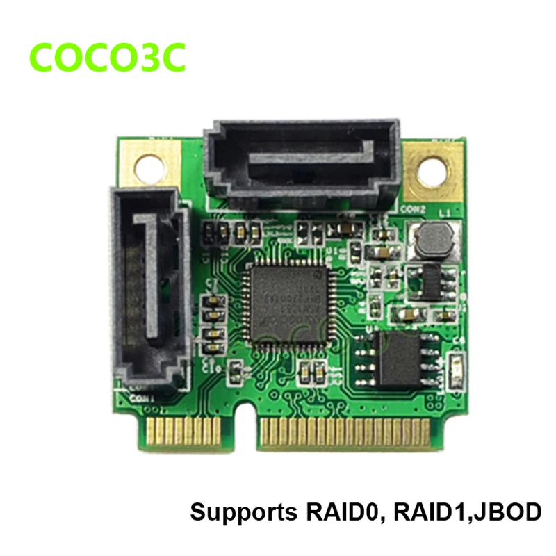 Buy RAID 2 Ports SATA 3.0 mini PCIe Controller Card mini PCI e to Dual SATA III
