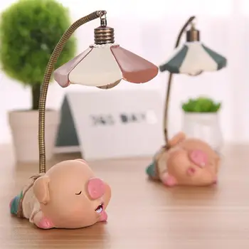 

NEWKBO Cartoon Pig Animal LEDs Night Light Powered Reading Desk lamp Folding Battery Bedside Lamp Home Decor Kids Gift