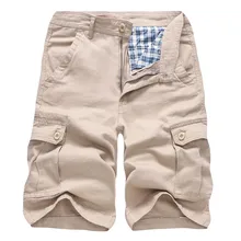 Для мужчин Шорты Повседневное Однотонная одежда на открытом воздухе Карманный Шорты пляжные работы брюк прямой и пуговицы Мужские штаны Шорты Regular Fit c0430